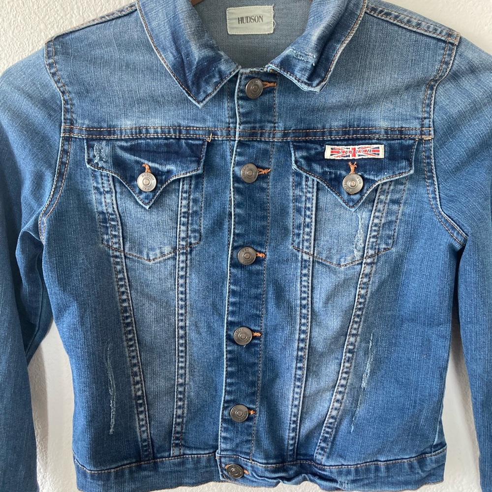 Hudson Denim Jacket Women’s Large Blue Jean Jacket Stretch - Picture 4 of 13